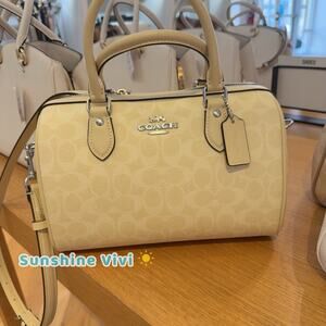 NWT Coach Rowan Satchel Bag In Signature Canvas CV961 Silver /Hay